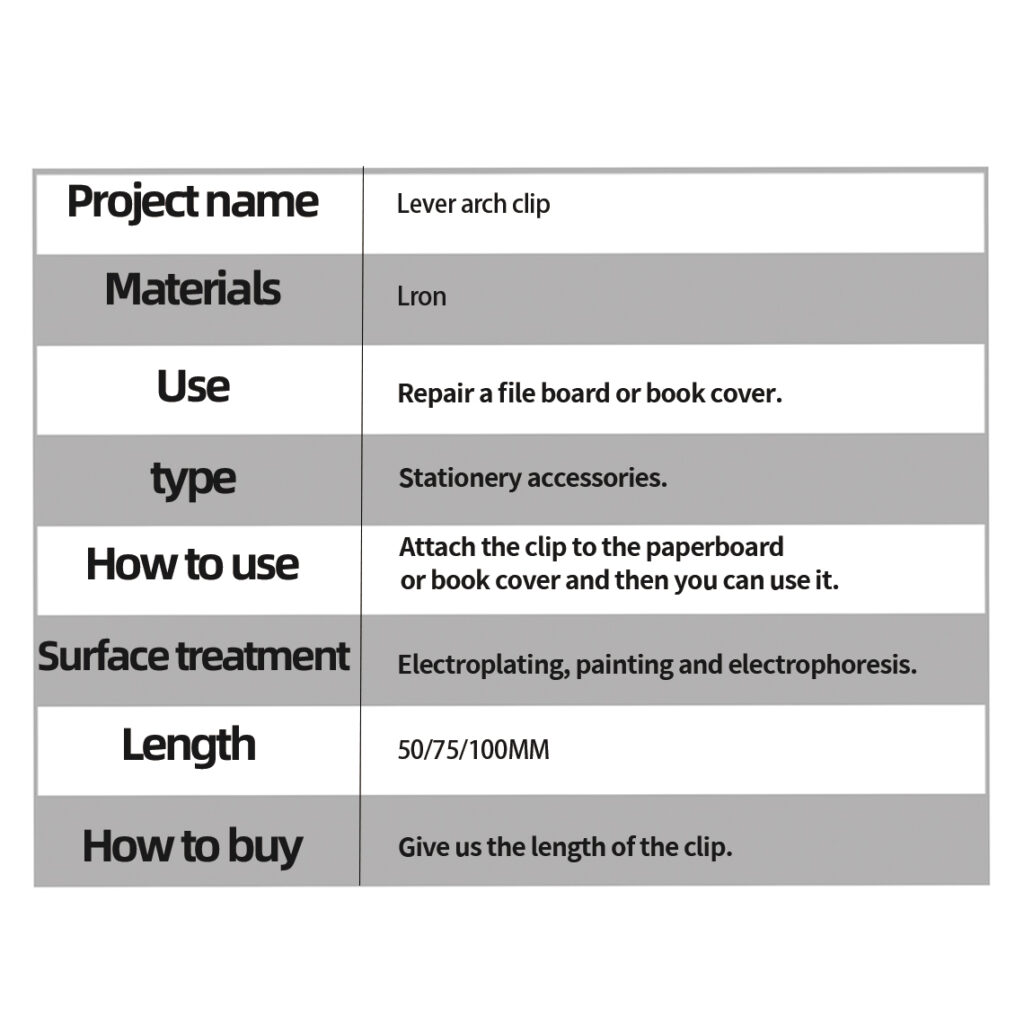 3-inch lever arch clip, suitable for A4 and A5 folders