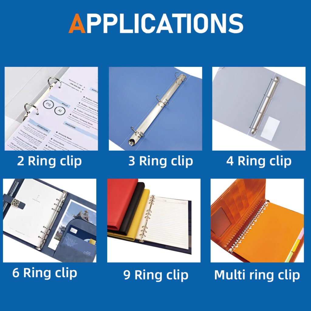 Metal 2-ring binder clip