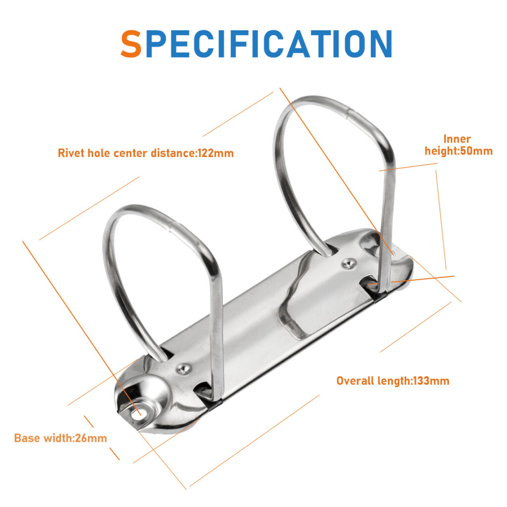 Metal 2-ring binder clip