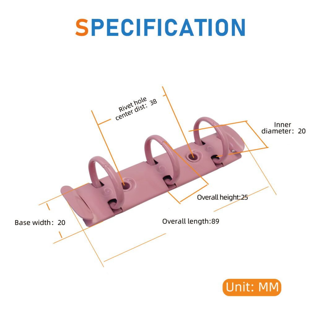 Metal 3-ring binder clip