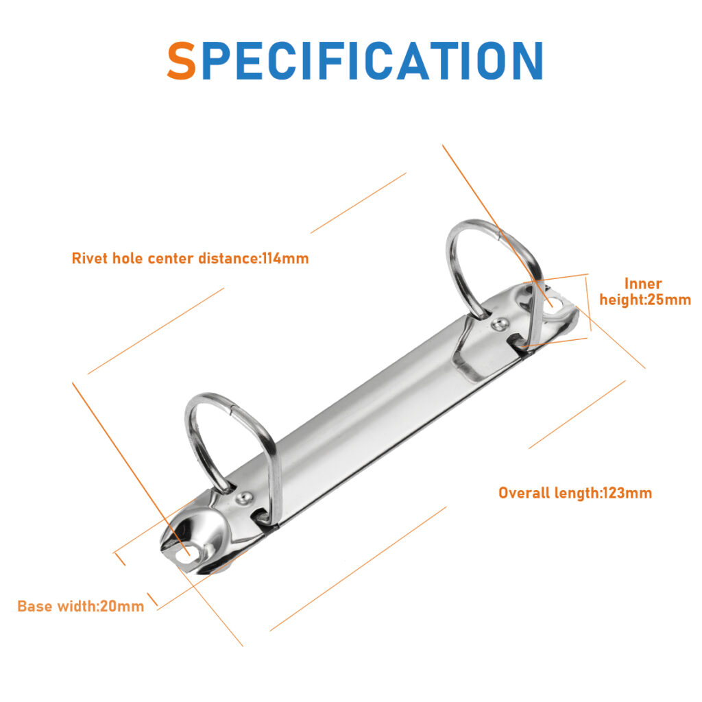 Metal 2-ring binder clip