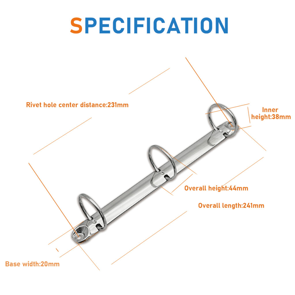 Metal 3-ring binder clip