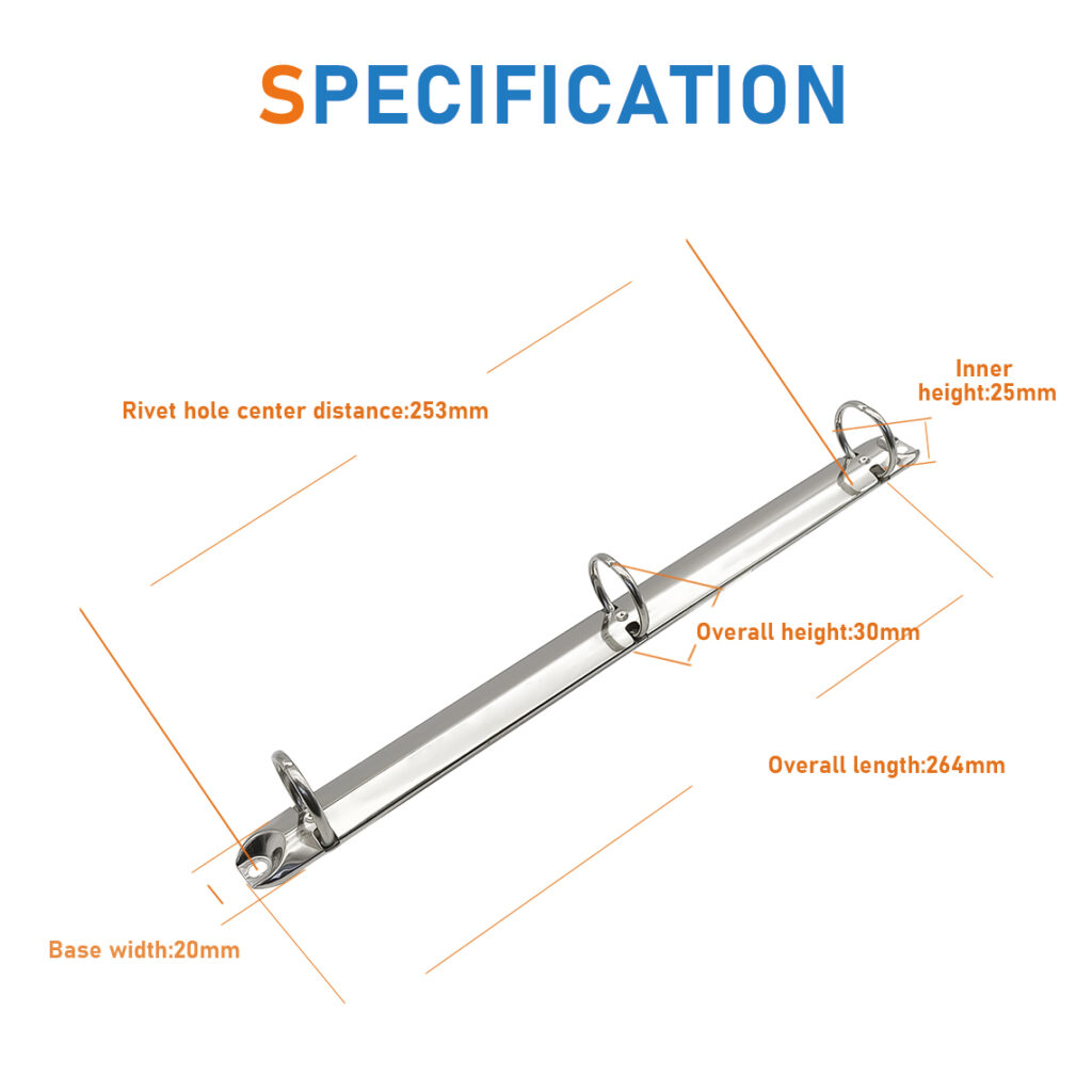 Metal 3-ring binder clip