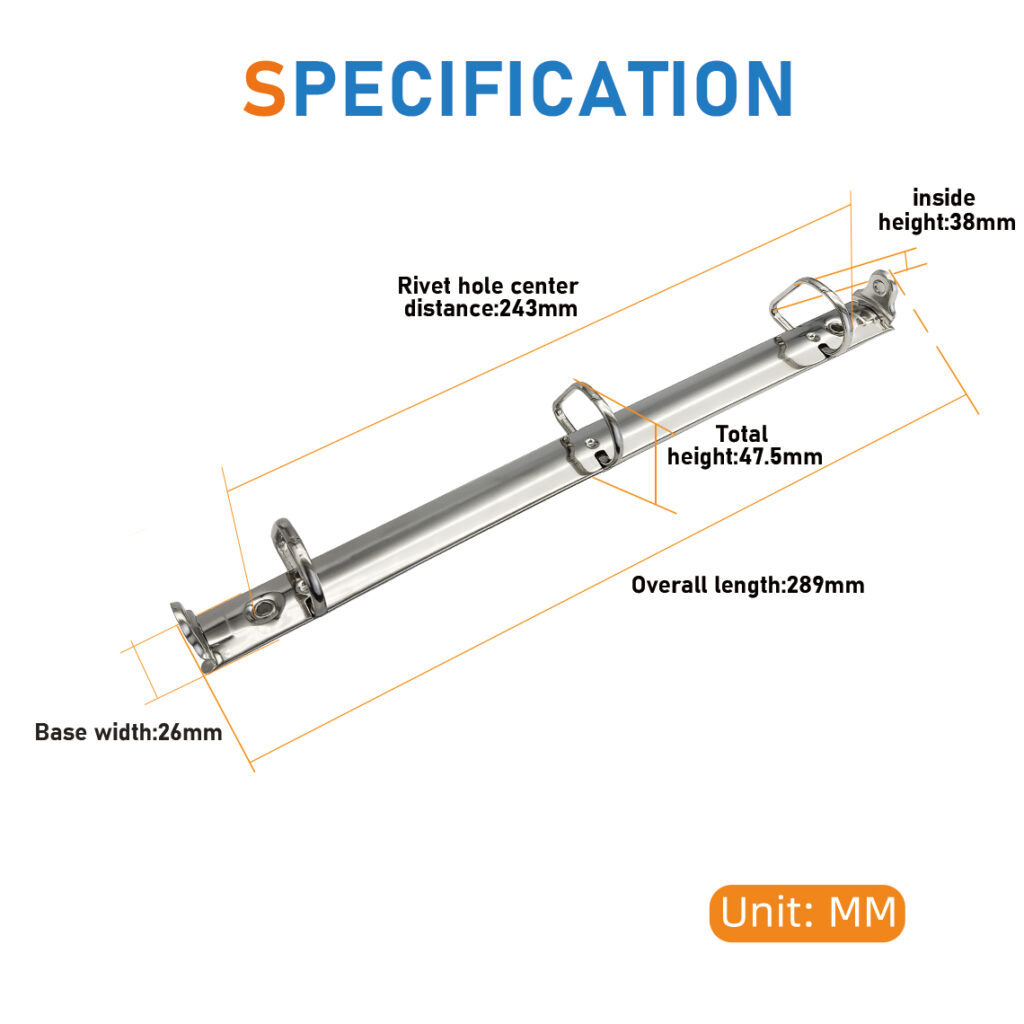 Metal 3-ring binder clip