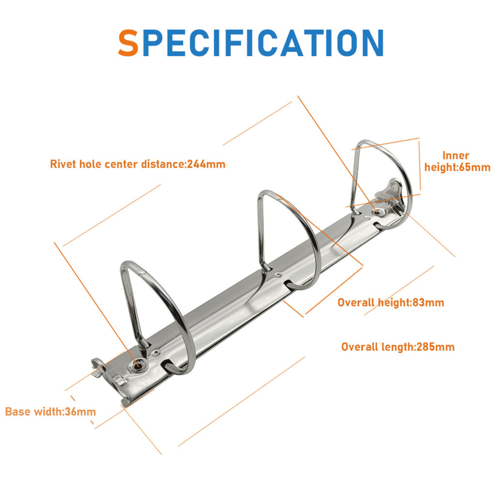Metal 3-ring binder clip