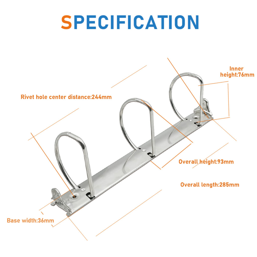 Metal 3-ring binder clip