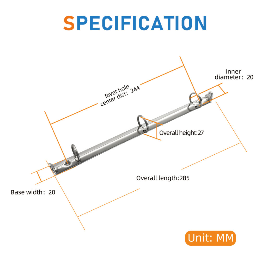 Metal 3-ring binder clip