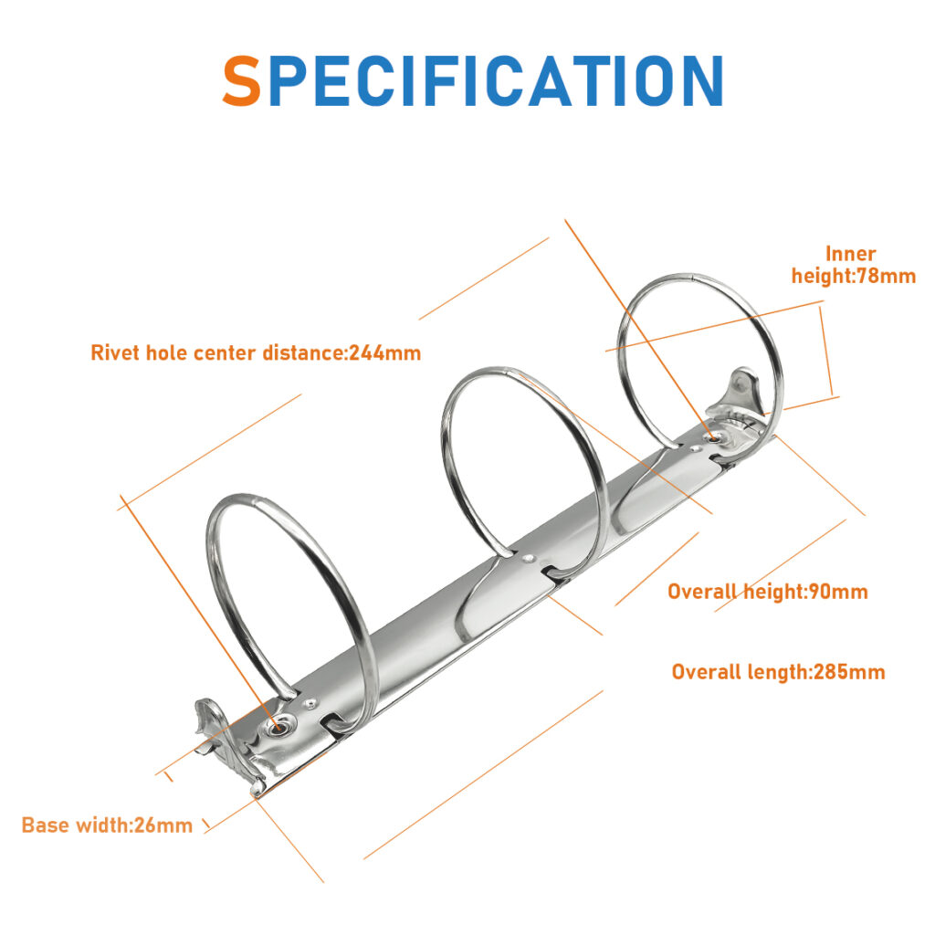 Metal 3-ring binder clip