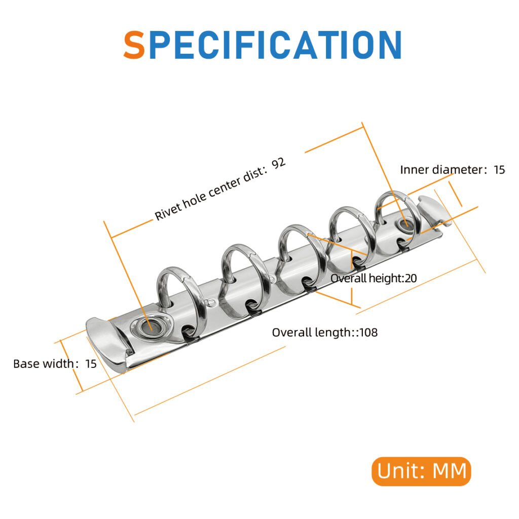 Metal 5-ring binder clip