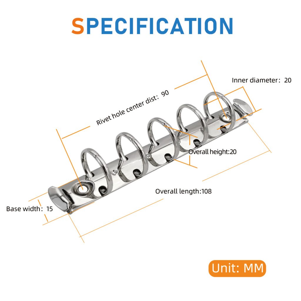 Metal 5-ring binder clip