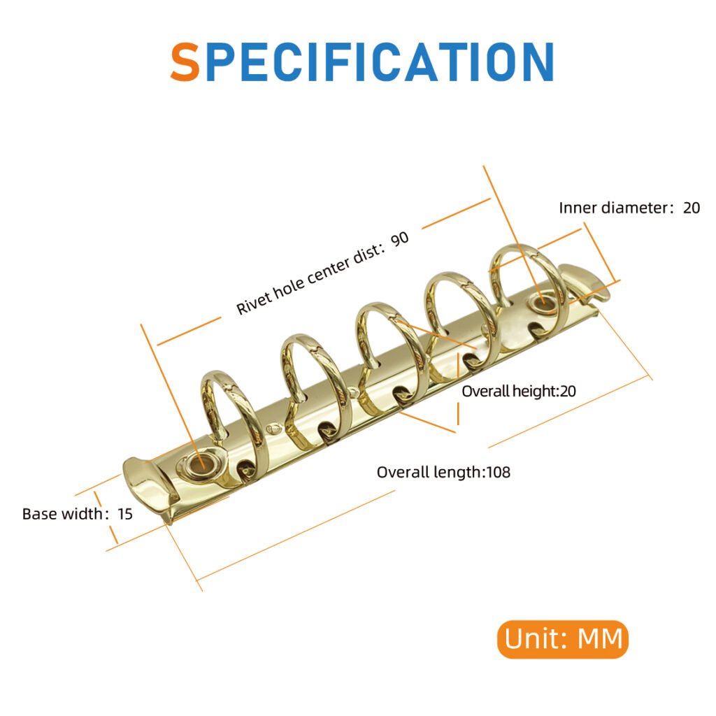 Metal 5-ring binder clip
